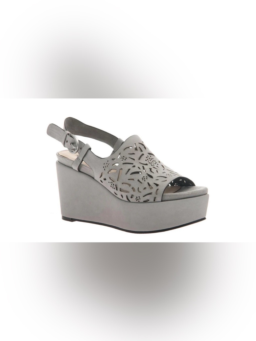 Naked Feet Pegasi laser-cut suede platform leather wedge sandals